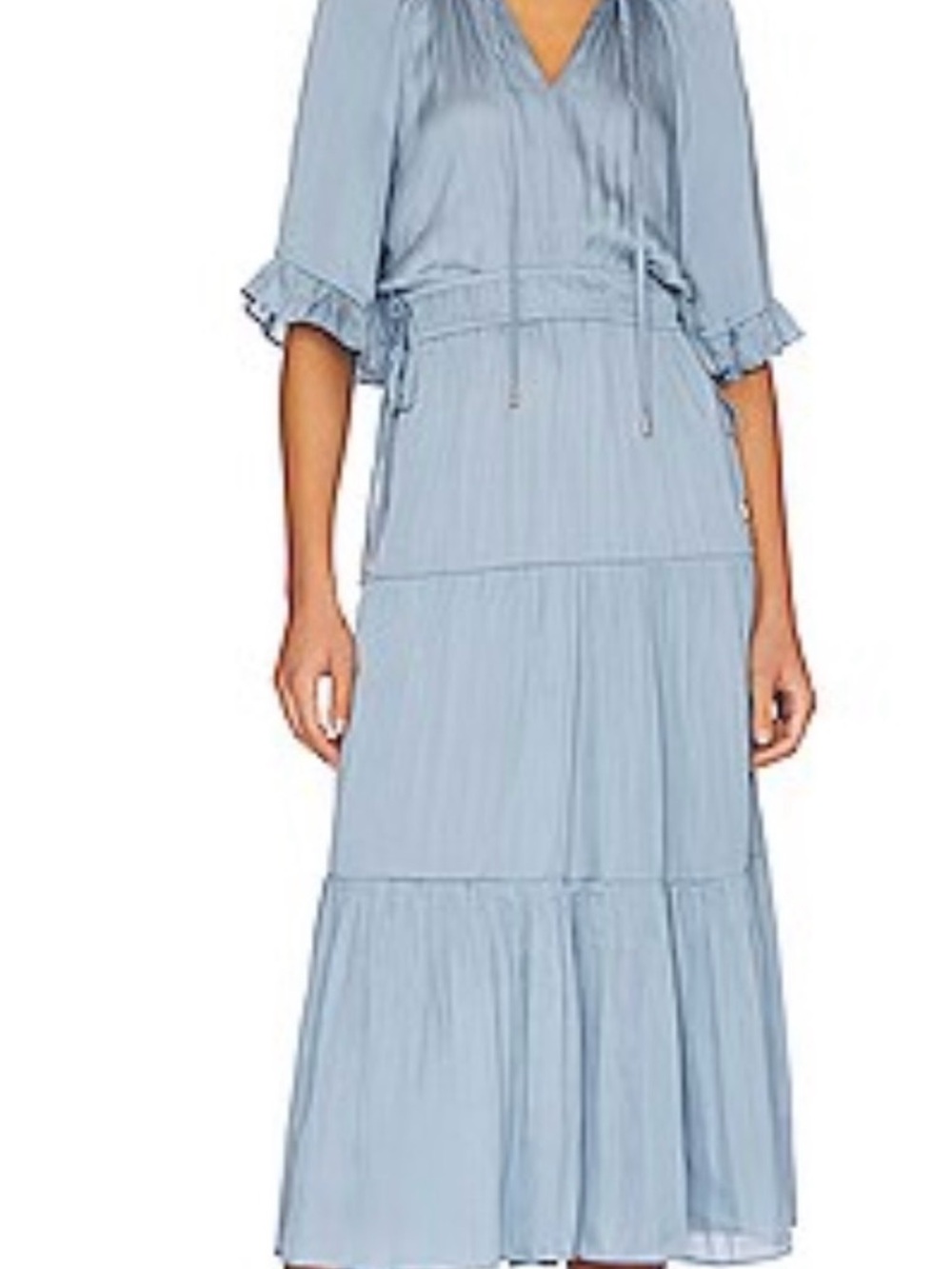 MINKPINK Pale Blue Tiered V-Neck Maxi Dress